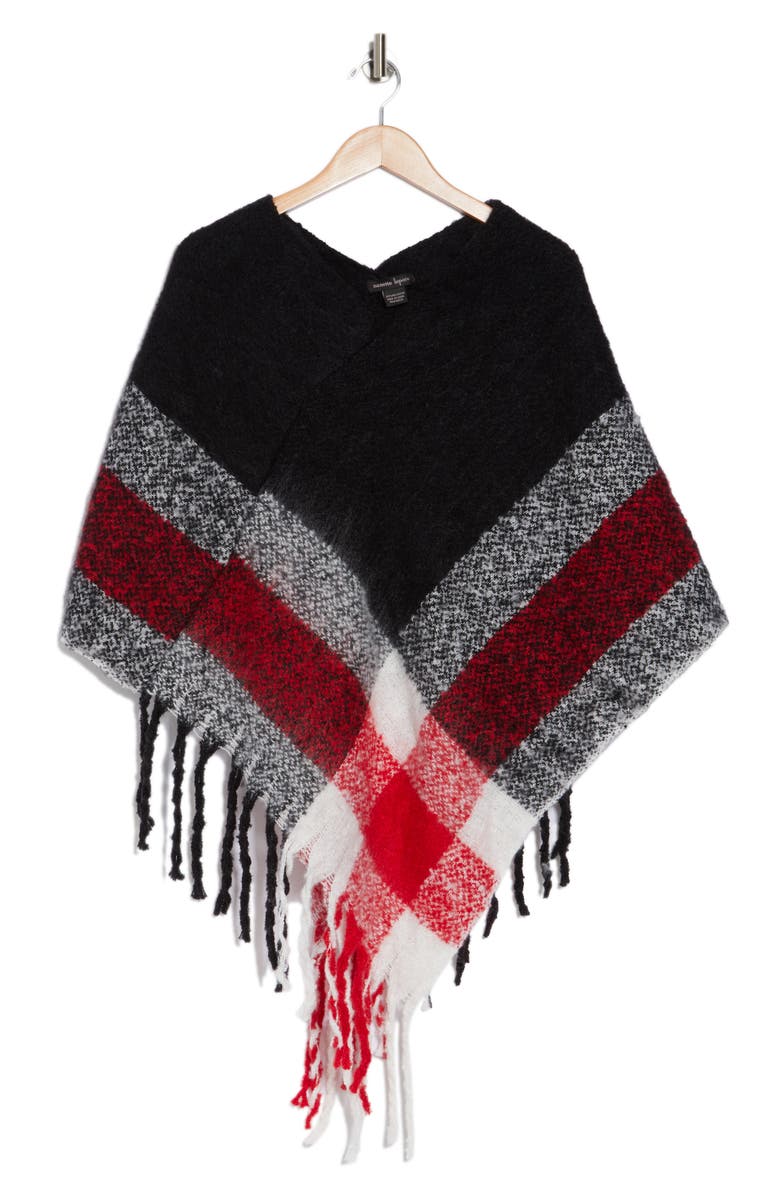 Nanette Lepore Plaid Knit Poncho, Alternate, color, 