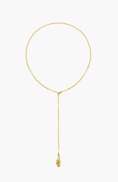 Minos Lariat Long Necklace in Gold