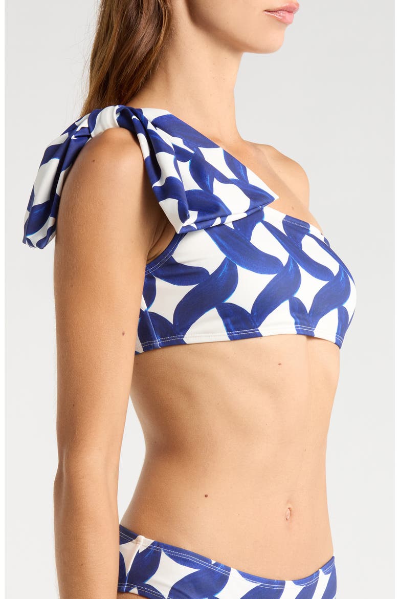 Betsy One-Shoulder Bikini Top, Alternate, color, IVORY/BLUE