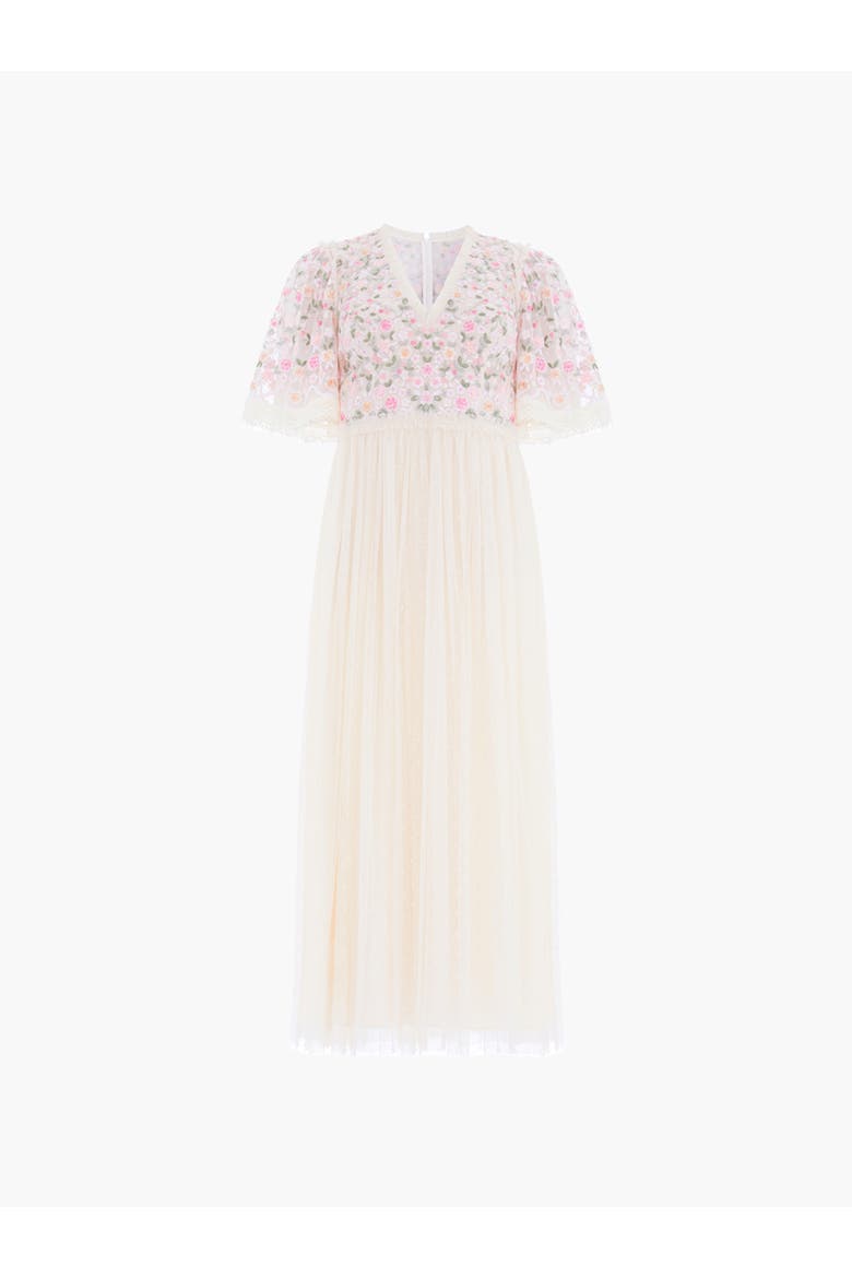 Rosie Lace Bodice V-Neck Ballerina Dress, Alternate, color, Cream/Multi