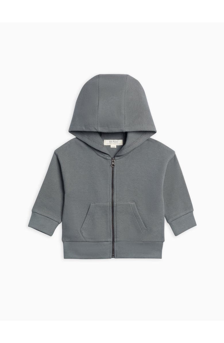 Kendi Meyer Waffle Knit Zipper Hoodie, Alternate, color, Agave