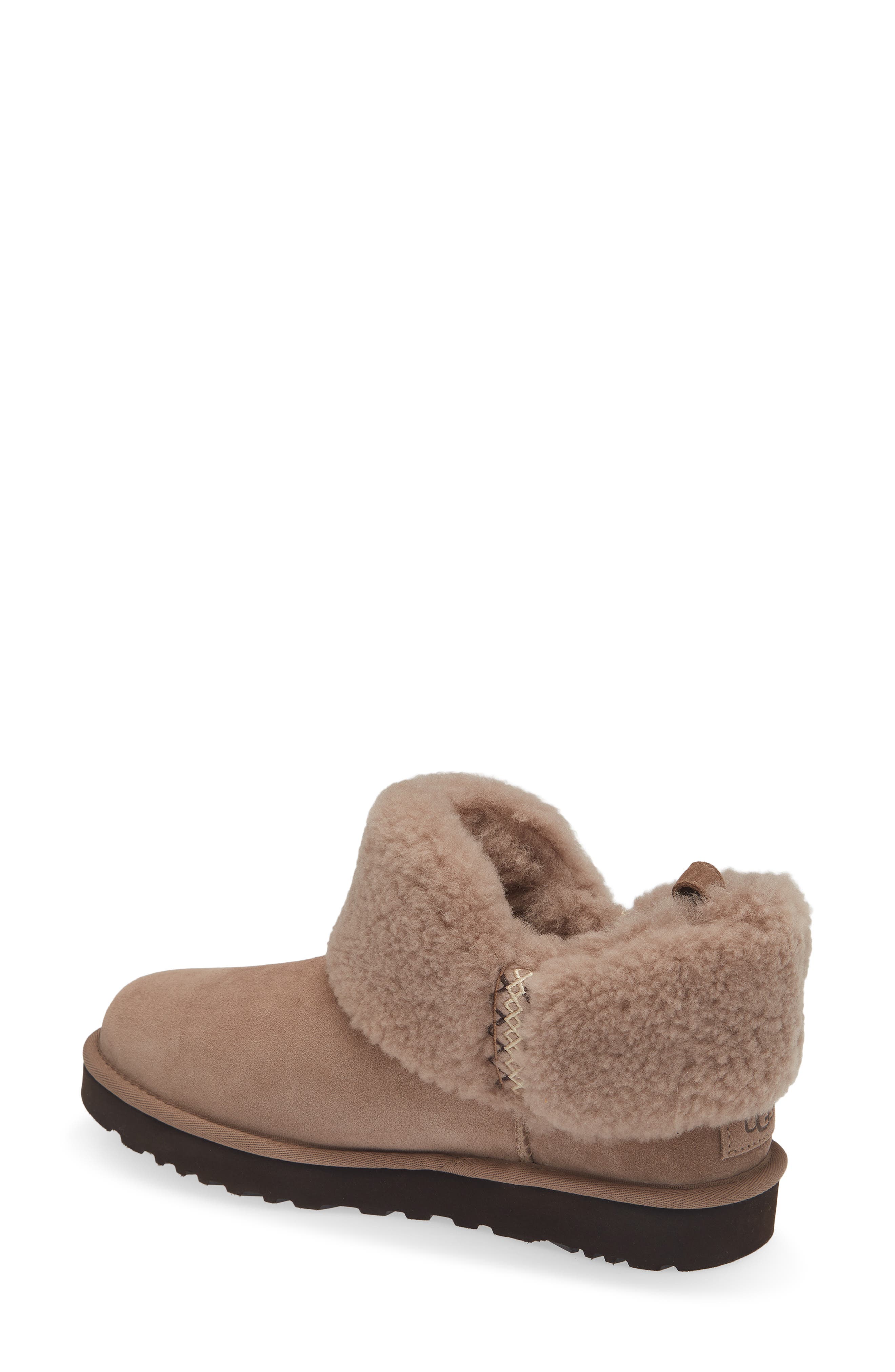 Ultra Mini Braid Genuine Shearling Bootie, Alternate, color, CARIBOU