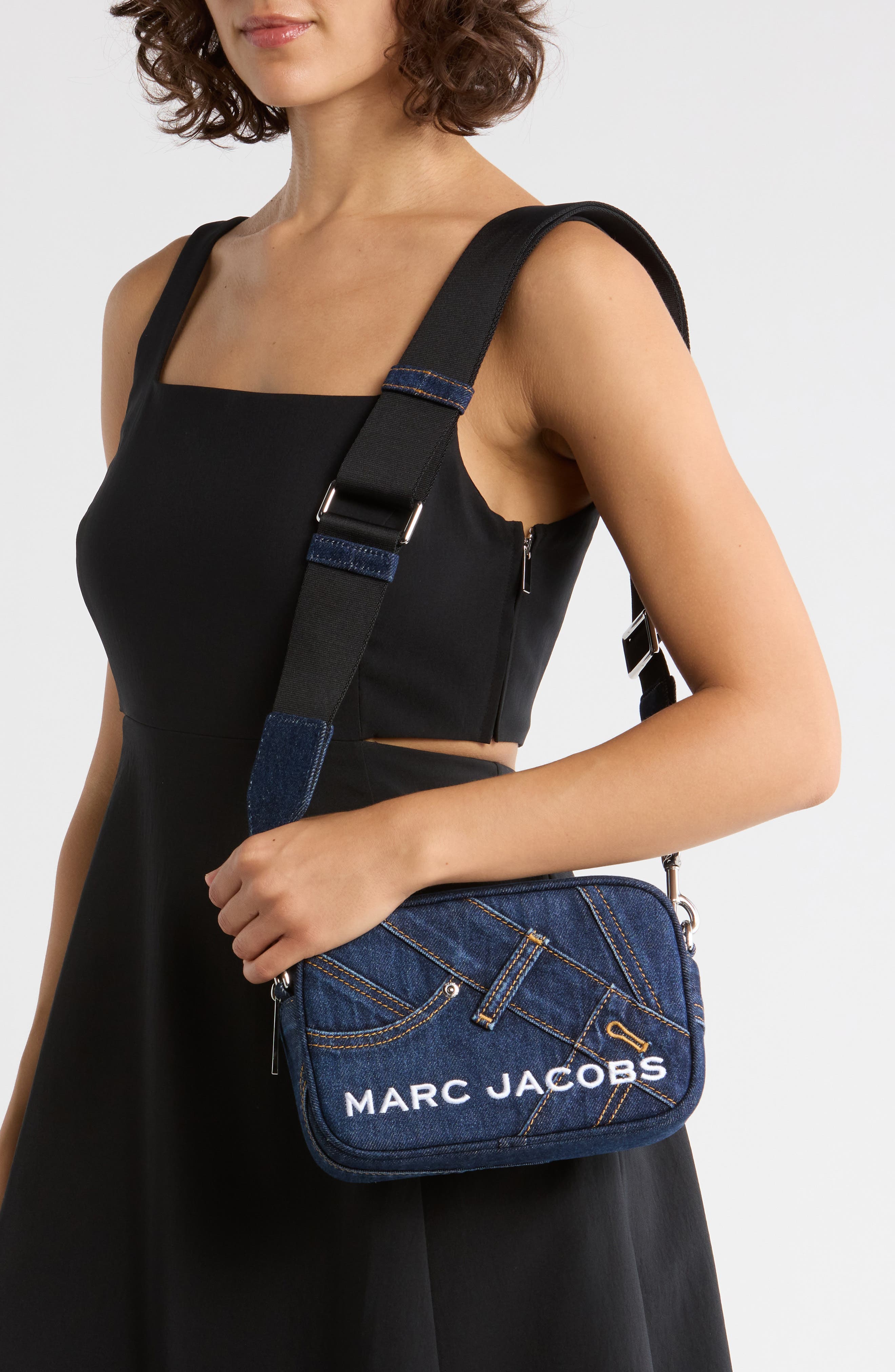 Marc Jacobs Pieced Denim Bold Flash Camera Bag, Alternate, color, Denim