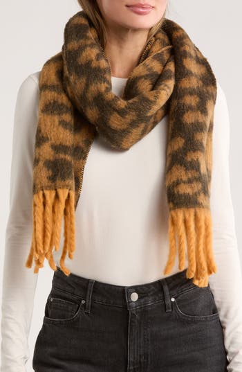 Kate Spade New York Modern Leopard Yarn Dyed Scarf In Brown