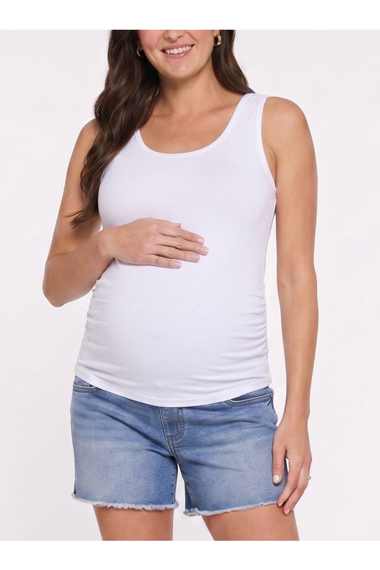 Scoop Neck Side-Ruched Maternity Tank Top, Alternate, color, White