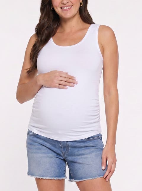 Scoop Neck Side-Ruched Maternity Tank Top