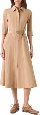 Akris Belted Stretch Denim Midi Dress