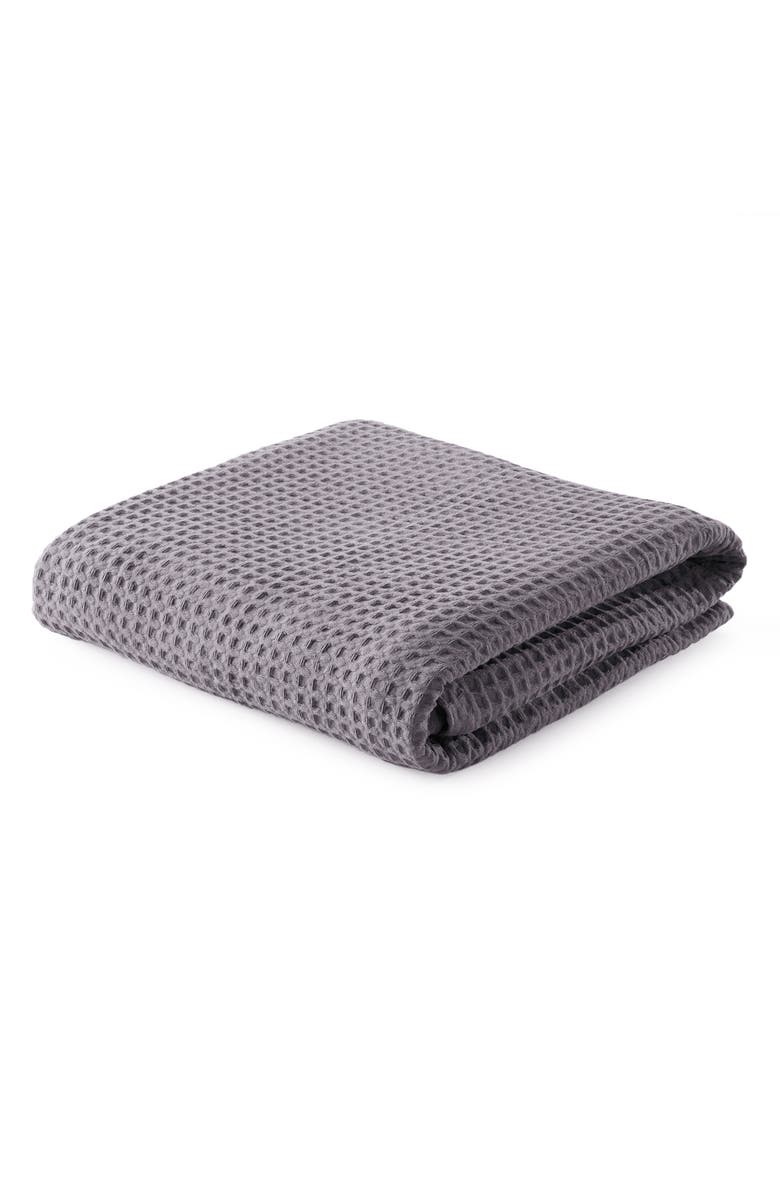 Woven & Weft Super Soft Cotton All-Season Waffle Weave Throw Blanket, Main, color, Dark Grey