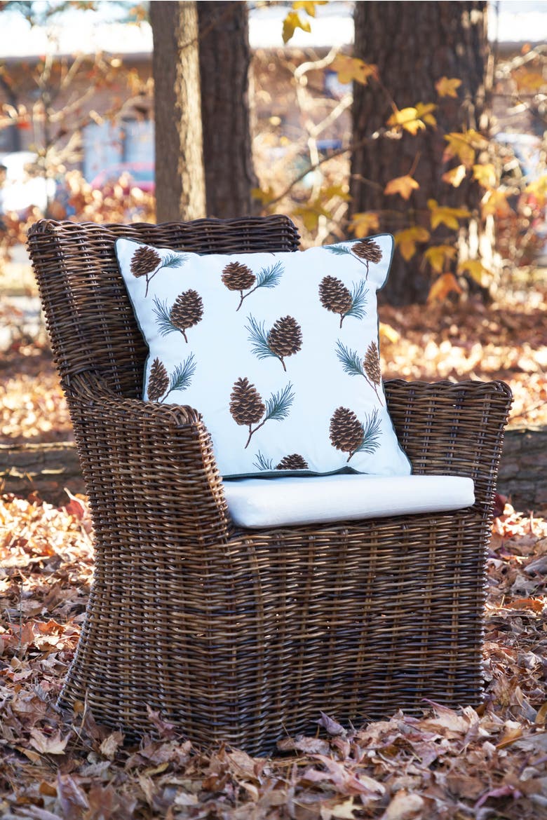 Pinecones and Branches Pattern Indoor/Outdoor Pillow, Alternate, color, Brown