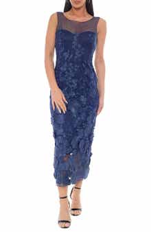 Illusion Embroidered Midi Dress