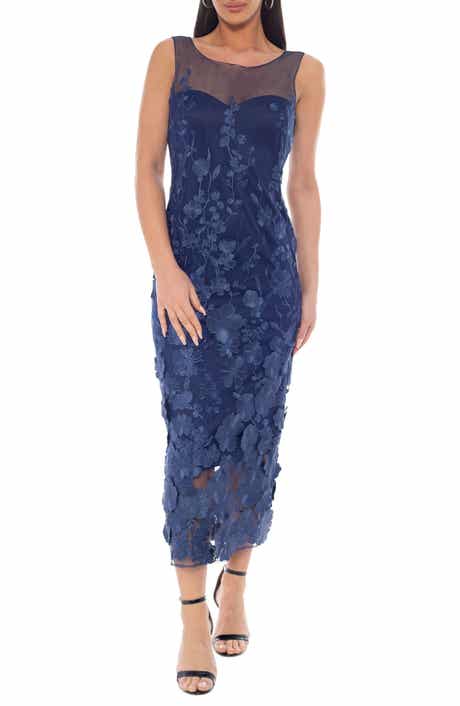Illusion Embroidered Midi Dress