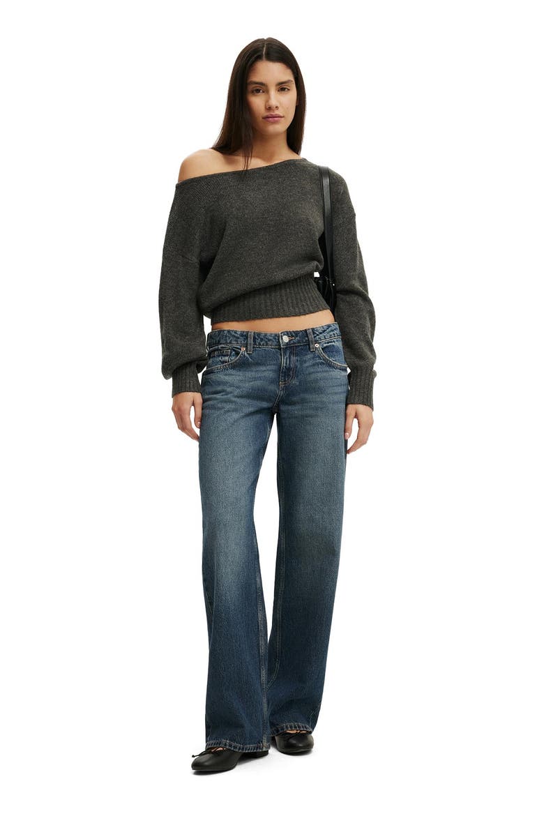 Women's Softest Luxe Off Shoulder Knit, Alternate, color, Charcoal Marle