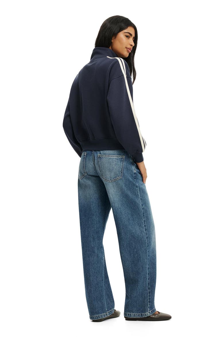 Women's Funnel Neck Fleece Zip Through, Alternate, color, Shadow Navy Taping