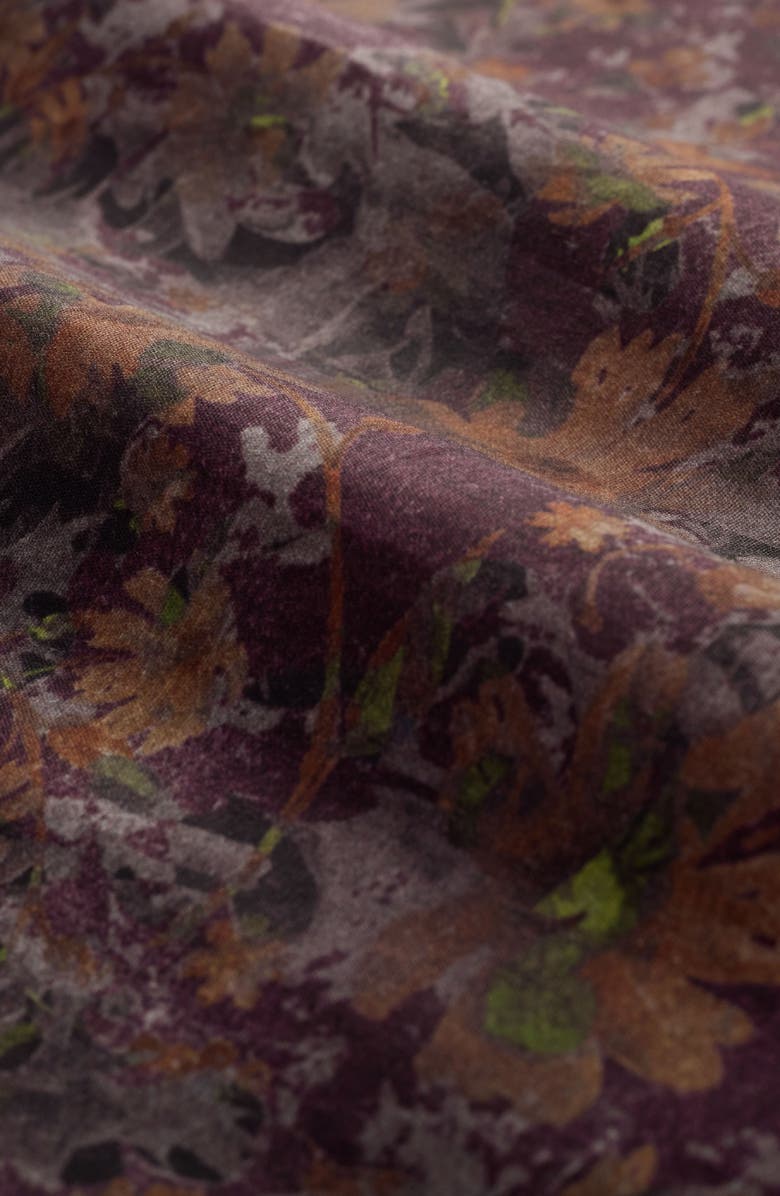 Bugatchi Julian Shaped Fit Floral Stretch Button-Up Shirt, Alternate, color, Burgundy