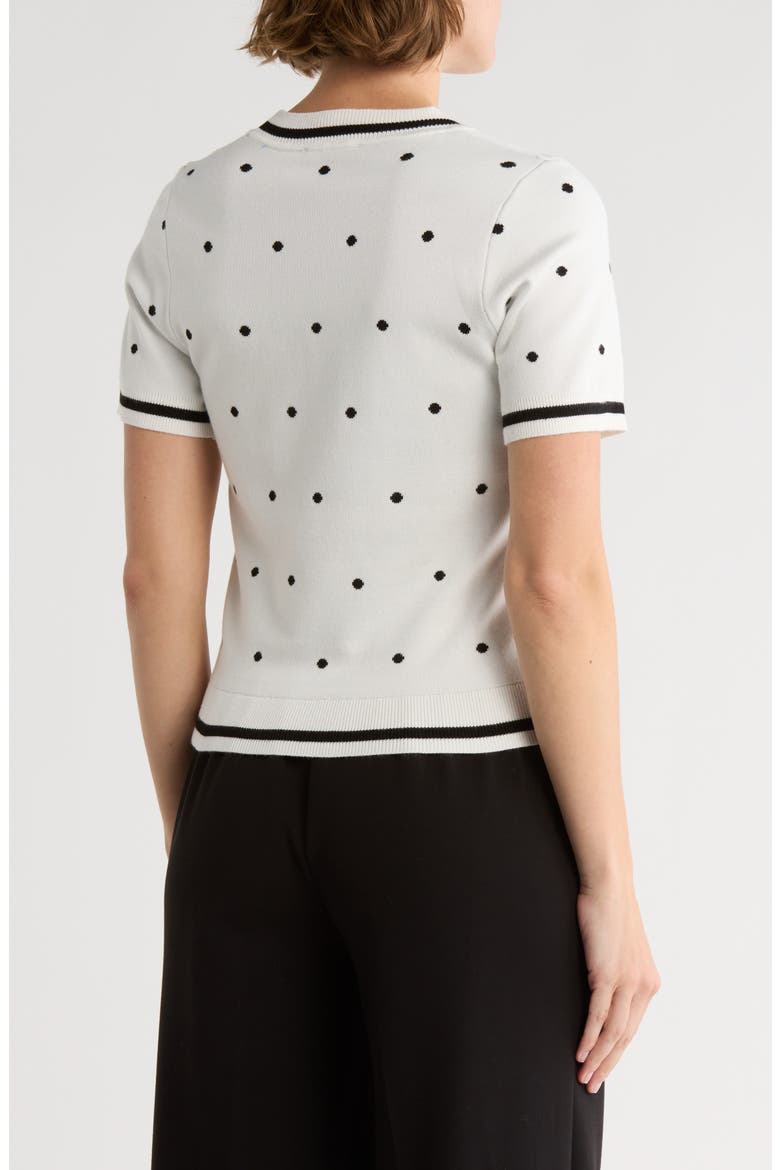 Short Sleeve Jacquard Sweater, Alternate, color, IVORY MEDIUM SIMPLE DOT