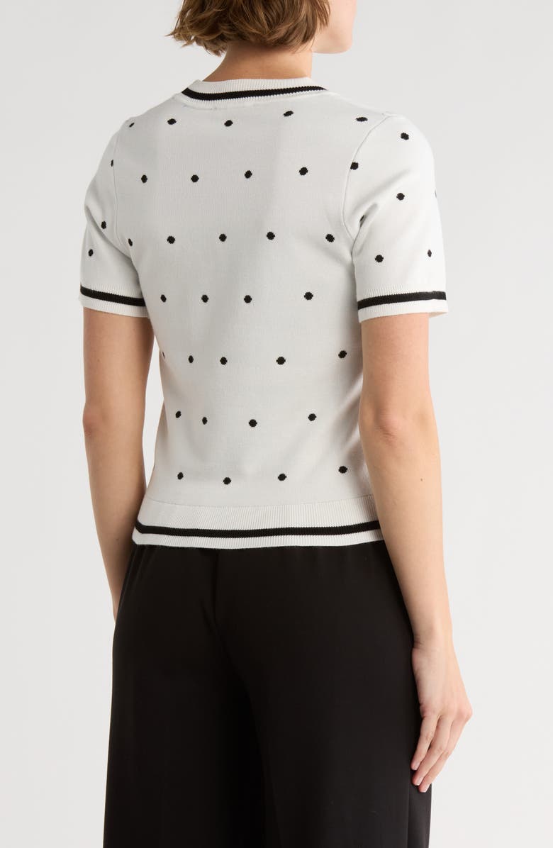 Adrianna Papell Short Sleeve Jacquard Sweater, Alternate, color, Ivory Medium Simple Dot