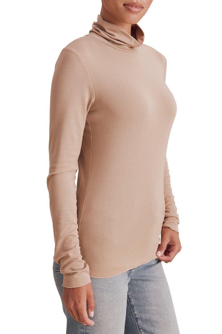 Stretch Modal Turtleneck Top, Alternate, color, PRALINE PINK
