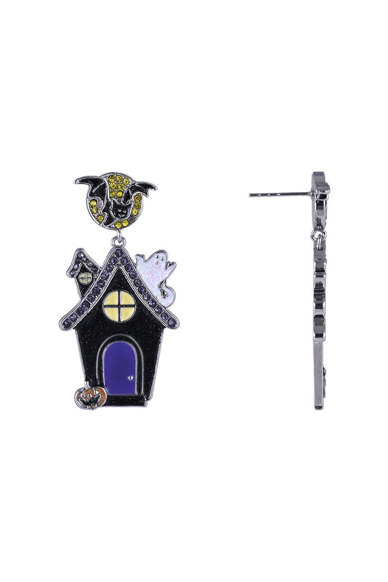 Halloween Haunted House Earrings, Alternate, color, Purple