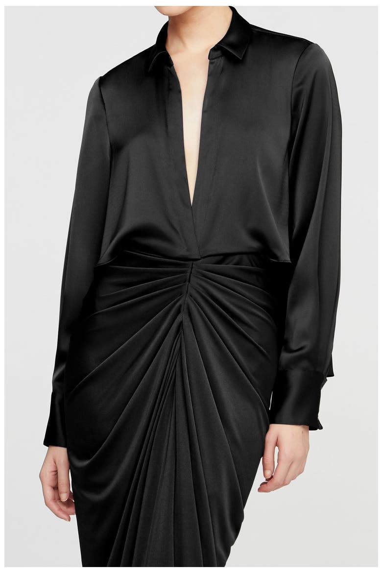 Katrine Jersey And Satin Gown, Alternate, color, Black