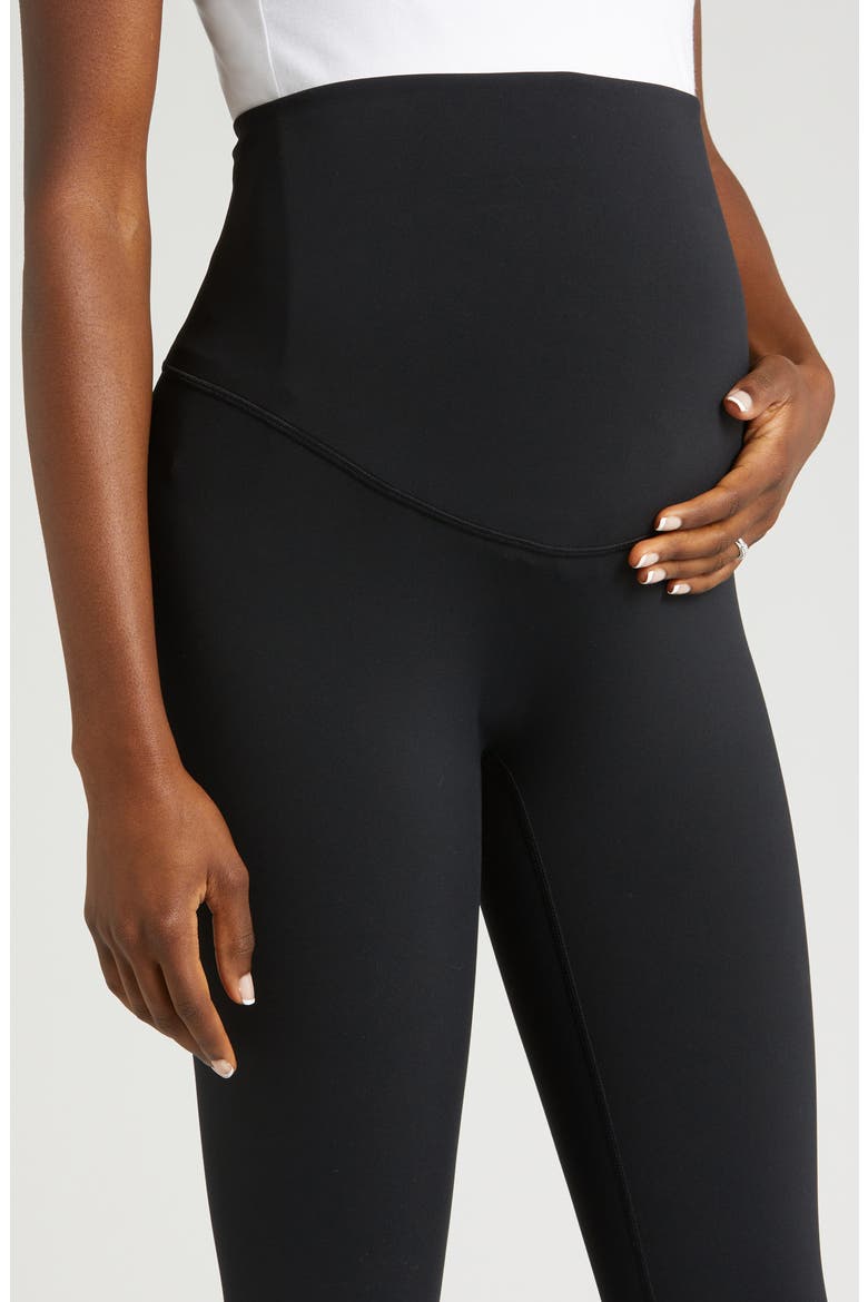 Women's Maternity Stretch Leggings with Bump-Friendly Phone Pocket, Alternate, color, BLACK