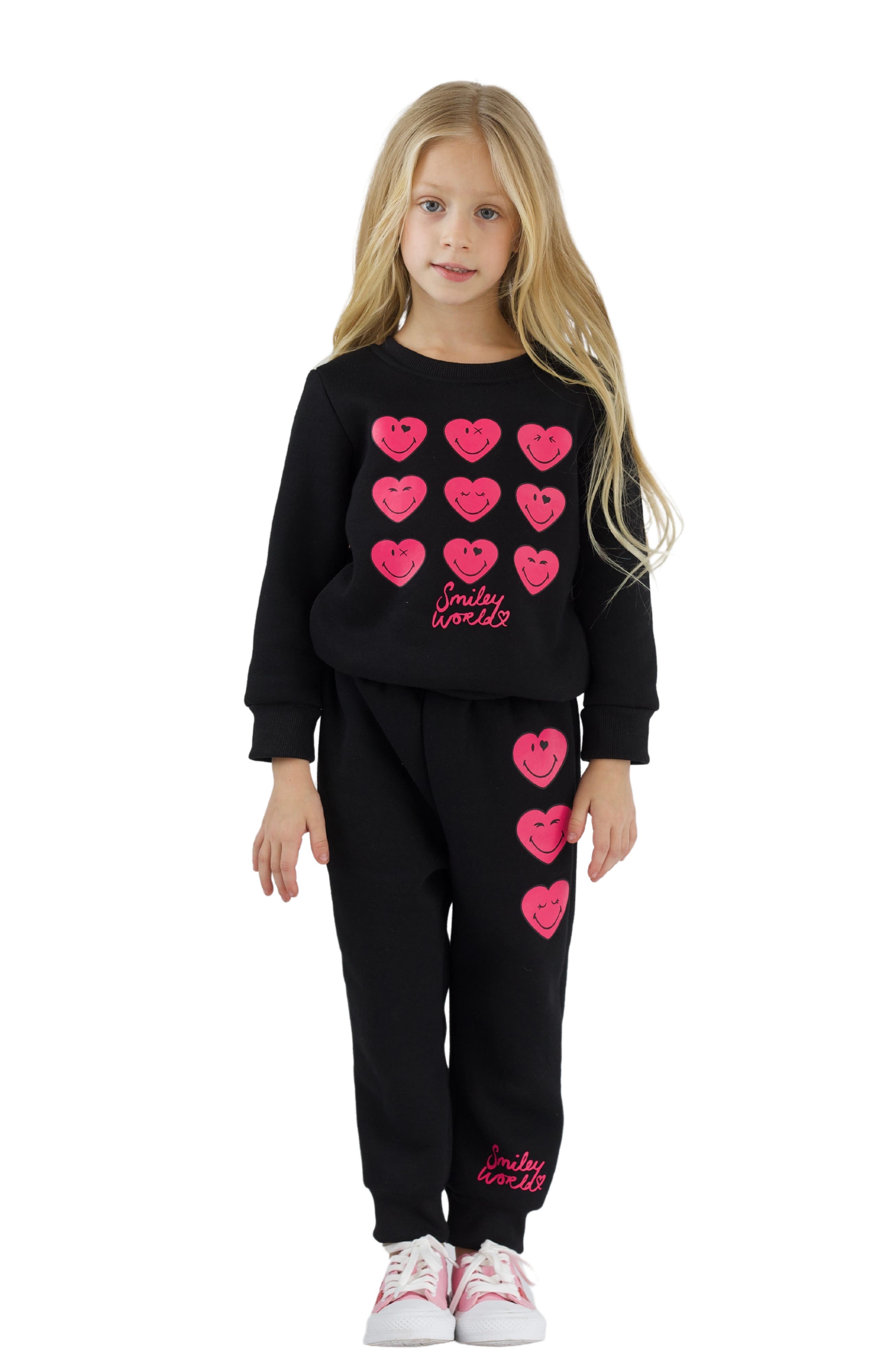 MIA BELLE GIRLS MIA BELLE GIRLS GIRLS SMILEYWORLD LOVE STRUCK SWEATSHIRT & JOGGER SET