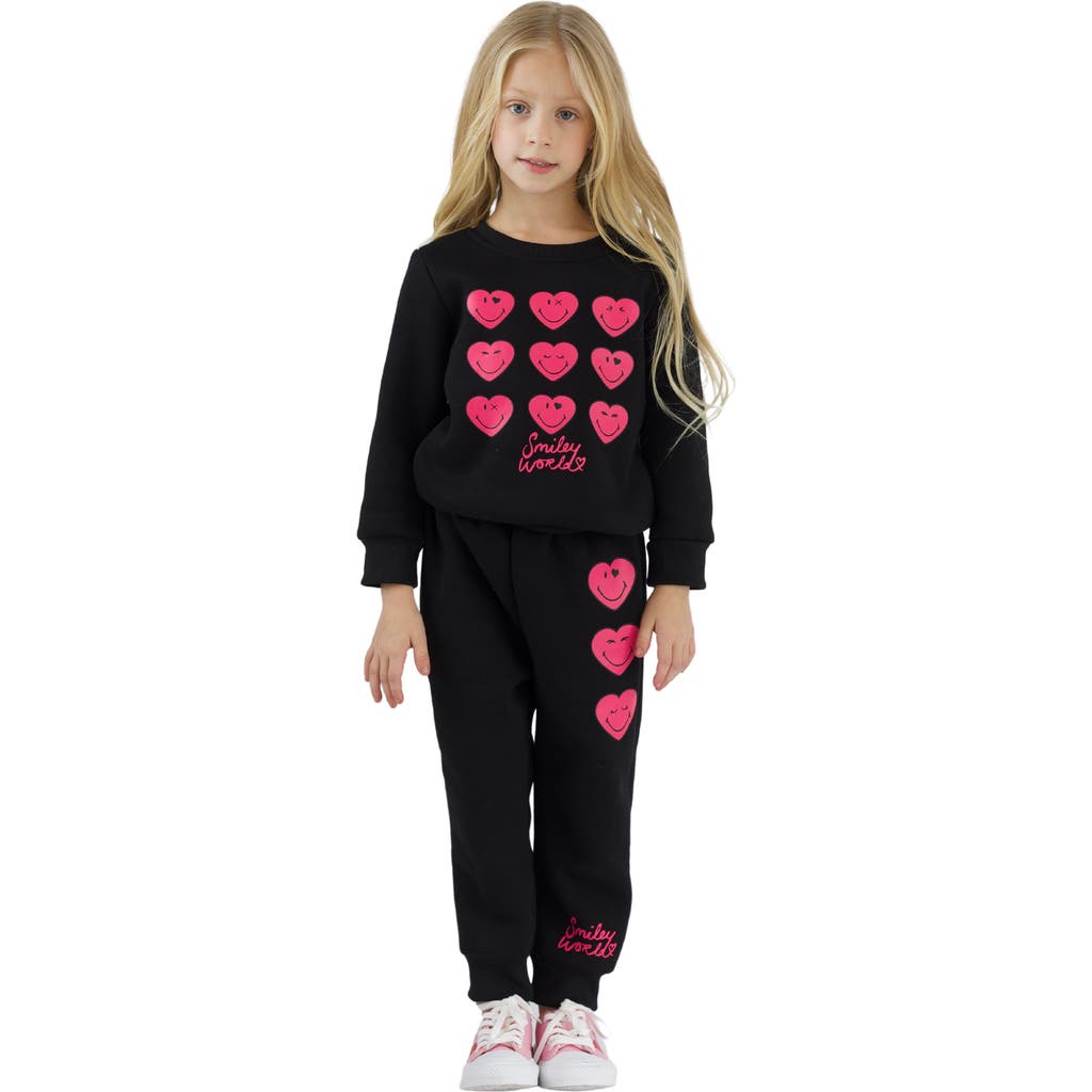 Mia Belle Girls Girls Smileyworld Love Struck Sweatshirt & Jogger Set In Black