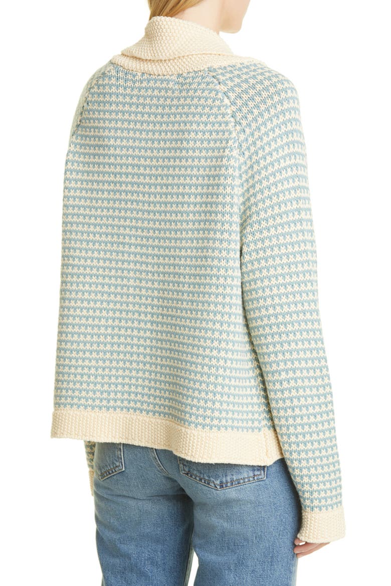 The Minicheck Lodge Shawl Collar Cardigan, Alternate, color, MORNING SKY