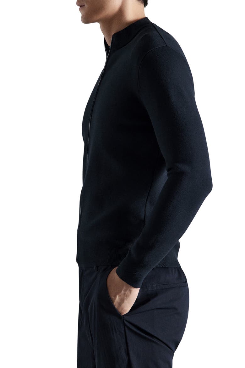 Comfort Stretch Crewneck Zip Cardigan, Alternate, color, NAVY