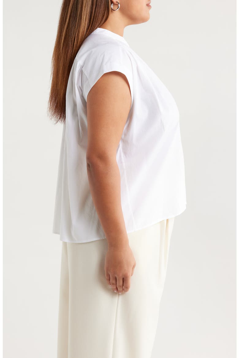 Shirred Cap Sleeve Top, Alternate, color, WHITE