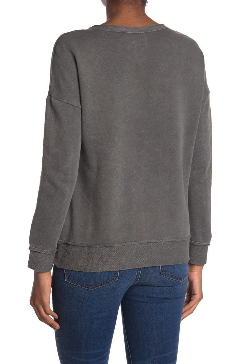 Split Neck Knit Sweatshirt, Alternate, color, GREY BELUGA