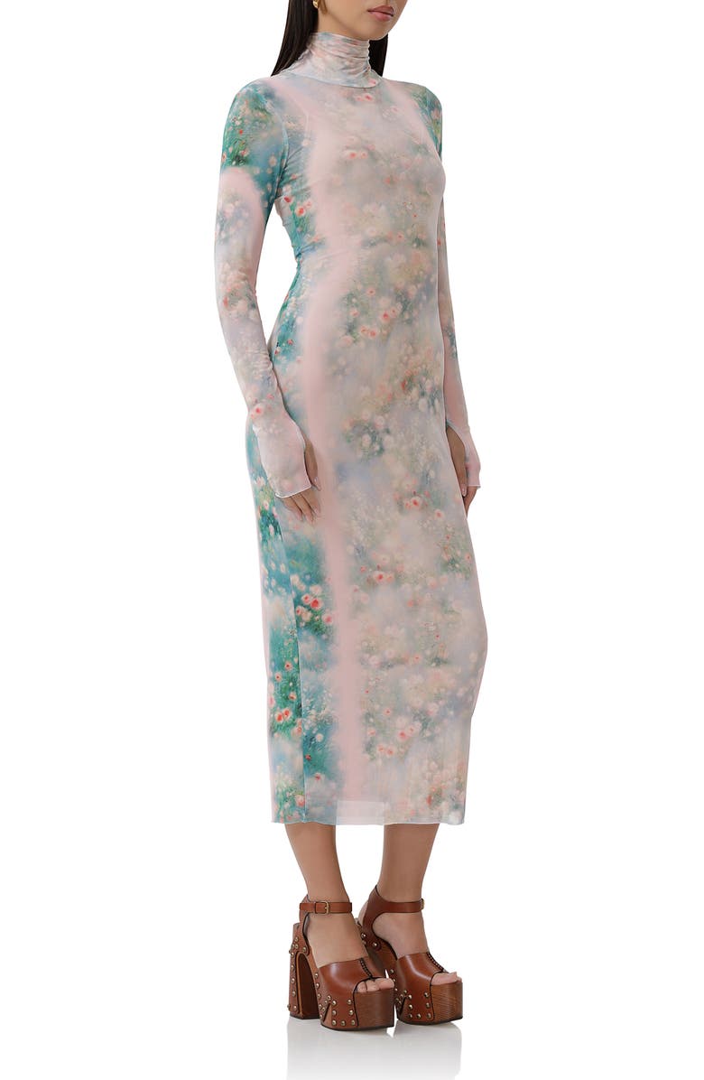 AFRM Shailene Long Sleeve Mesh Dress, Alternate, color, Placement Fog