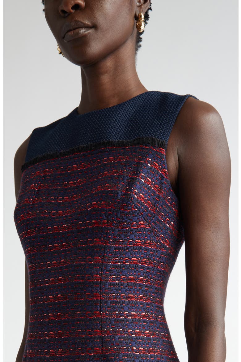 Colorblock Tweed Sheath Dress, Alternate, color, MIDNIGHT/ GERANIUM MULTI