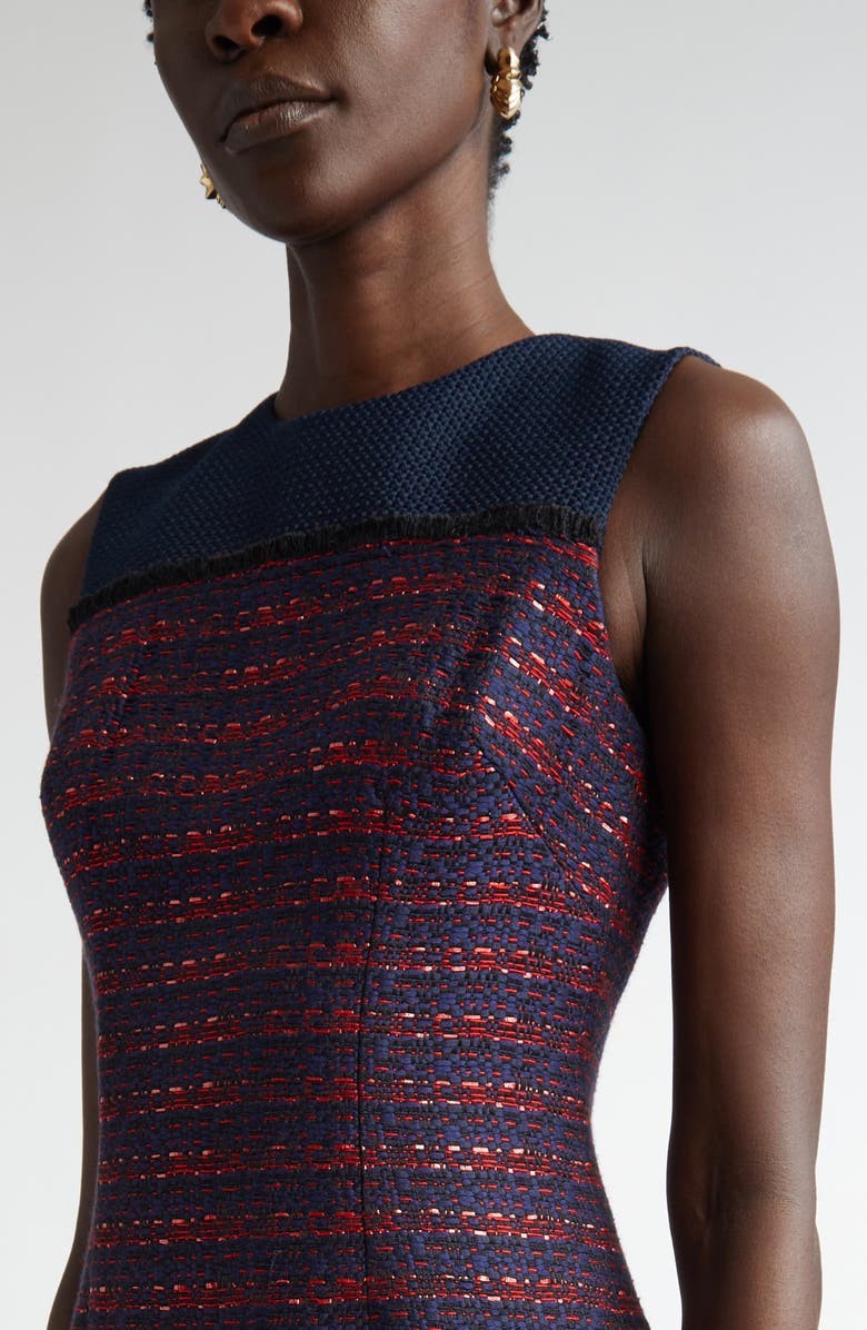 ST. JOHN Colorblock Tweed Sheath Dress, Alternate, color, Midnight/ Geranium Multi