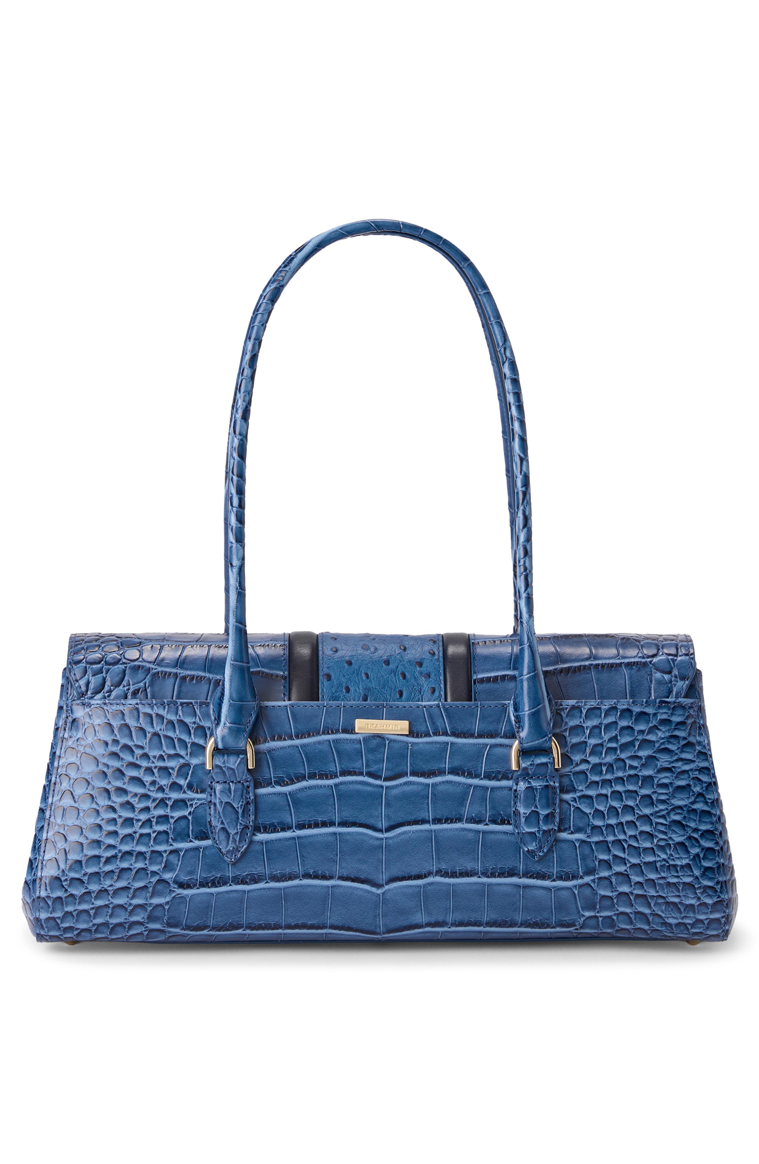 Dayan Embossed Leather Shoulder Bag, Alternate, color, RETRO BLUE