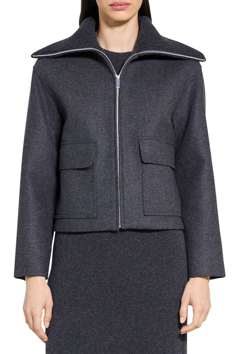 Wool Blend Zip Jacket, Main, color, NEW CHARCOAL MELANGE