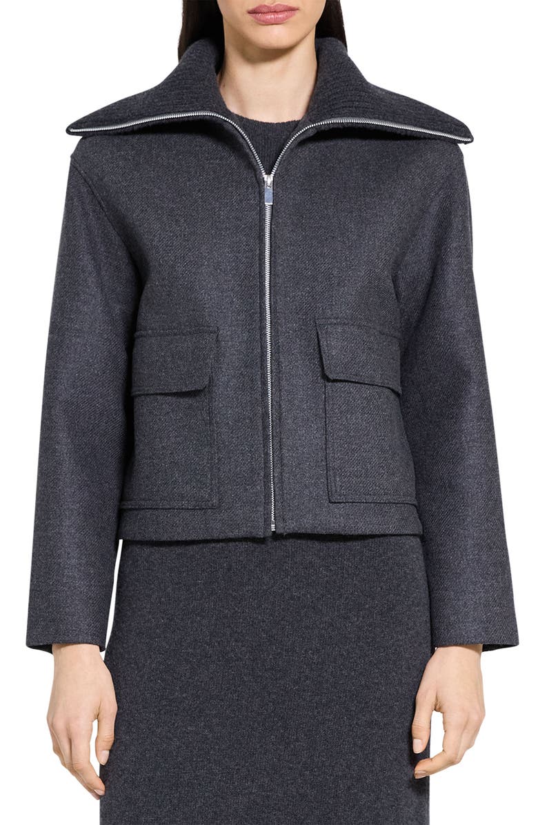 Theory Wool Blend Zip Jacket, Main, color, New Charcoal Melange
