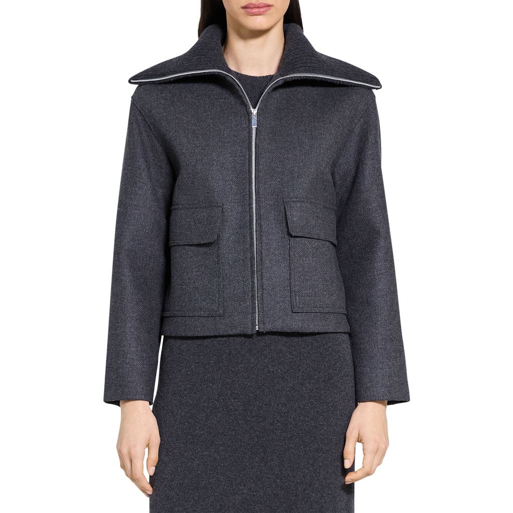Theory Ribbed Wool-trimmed Wool-blend Twill Jacket In Black