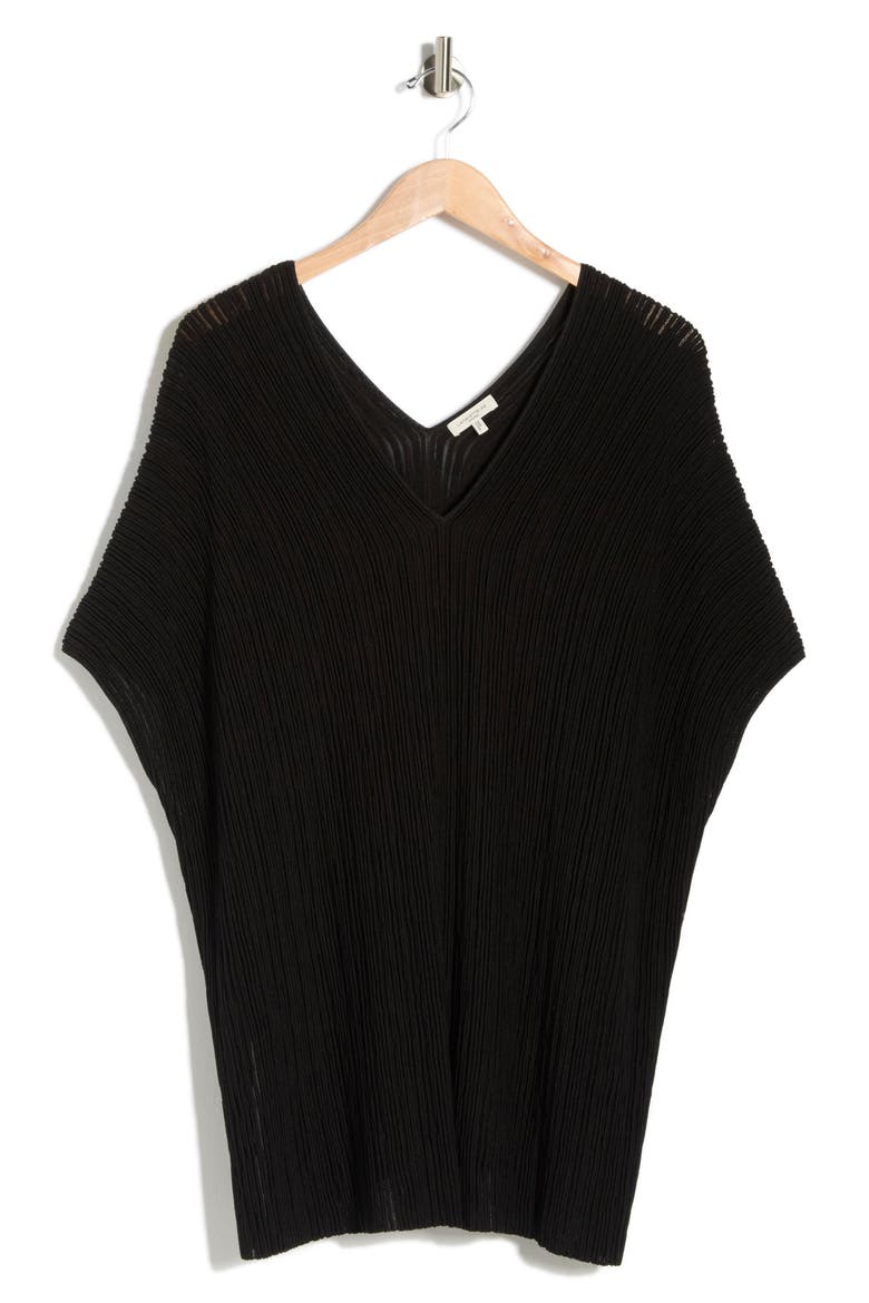 Ottoman Stitch Short Sleeve Sweater, Alternate, color, BLACK