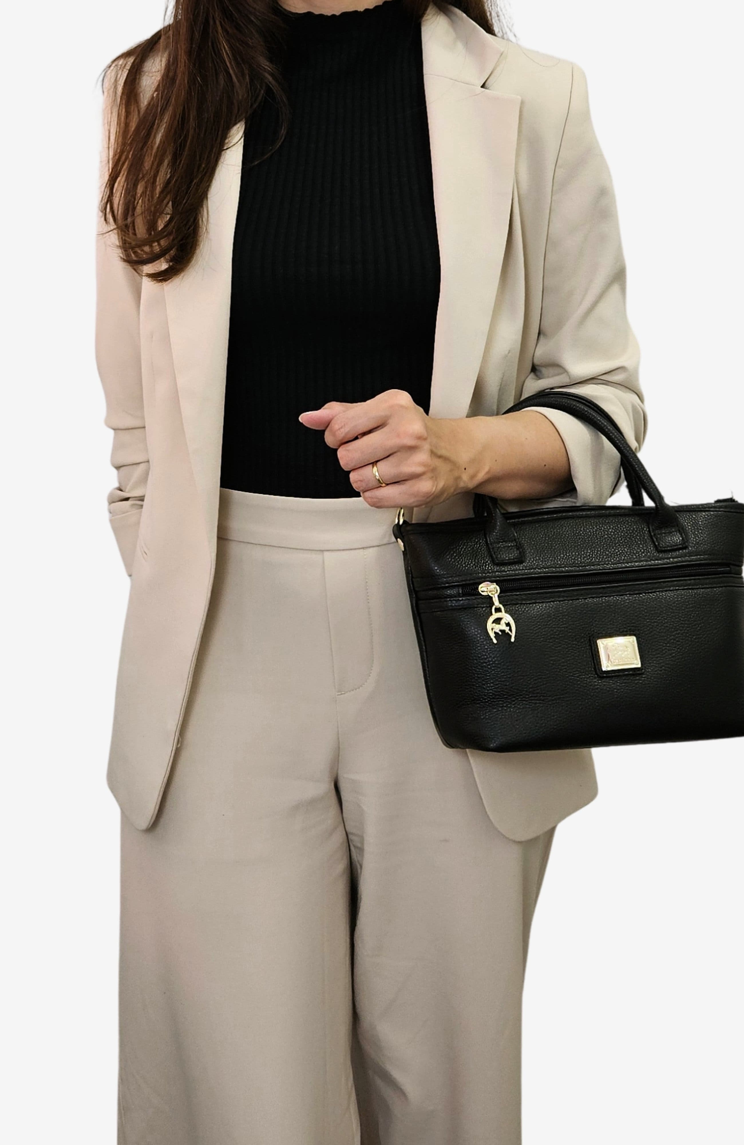 Muse 572 Pebbled Leather Mini Handbag, Alternate, color, Black