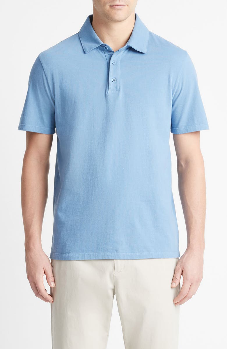 Vince Regular Fit Garment Dyed Cotton Polo, Main, color, Washed Lake View
