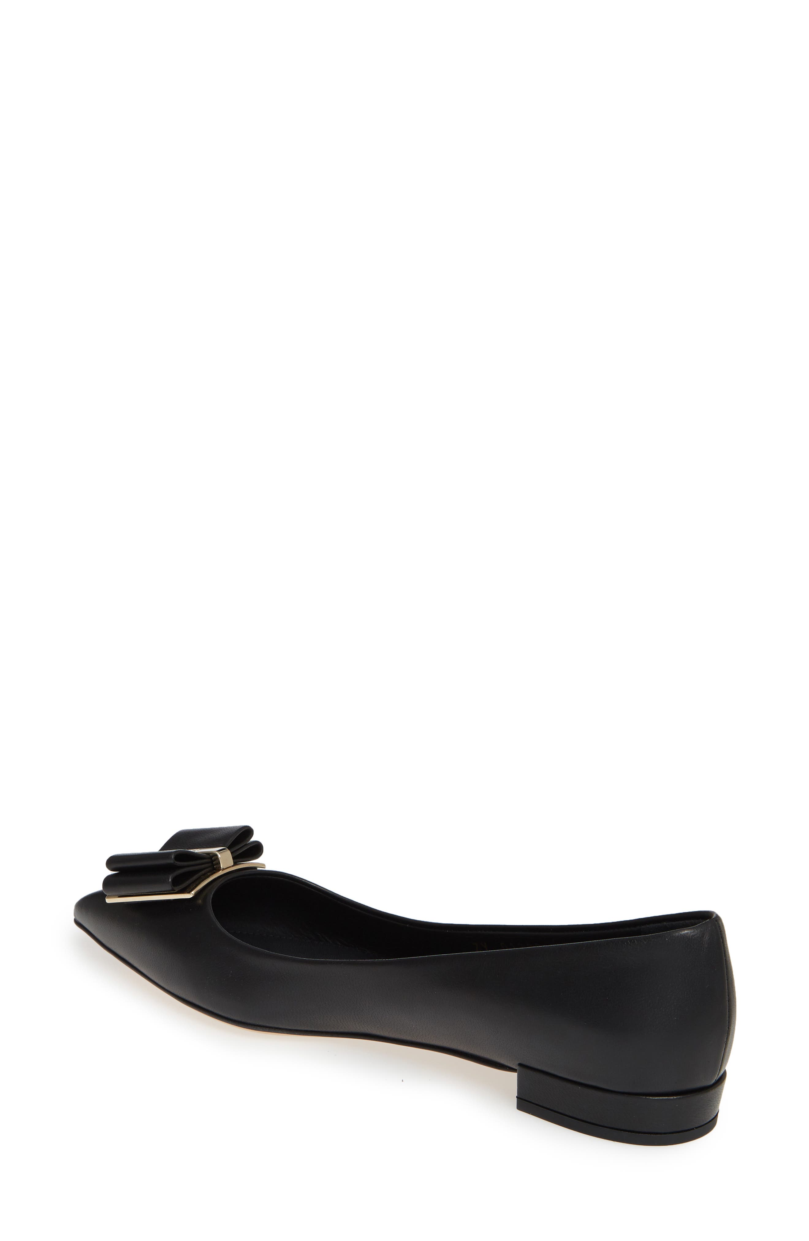 Salvatore Ferragamo Zeri Pointy Toe Flat, Alternate, color, BLACK LEATHER