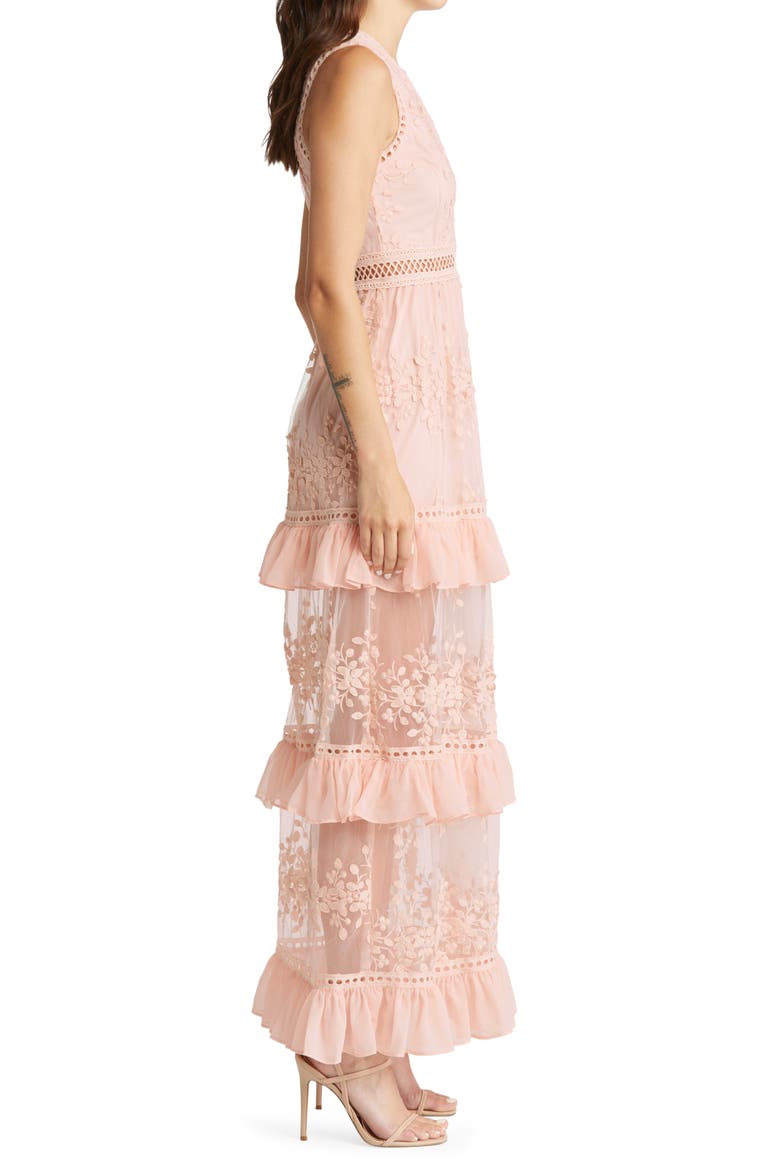 Garden Dreams Lace Tiered Maxi Dress, Alternate, color, BLUSH