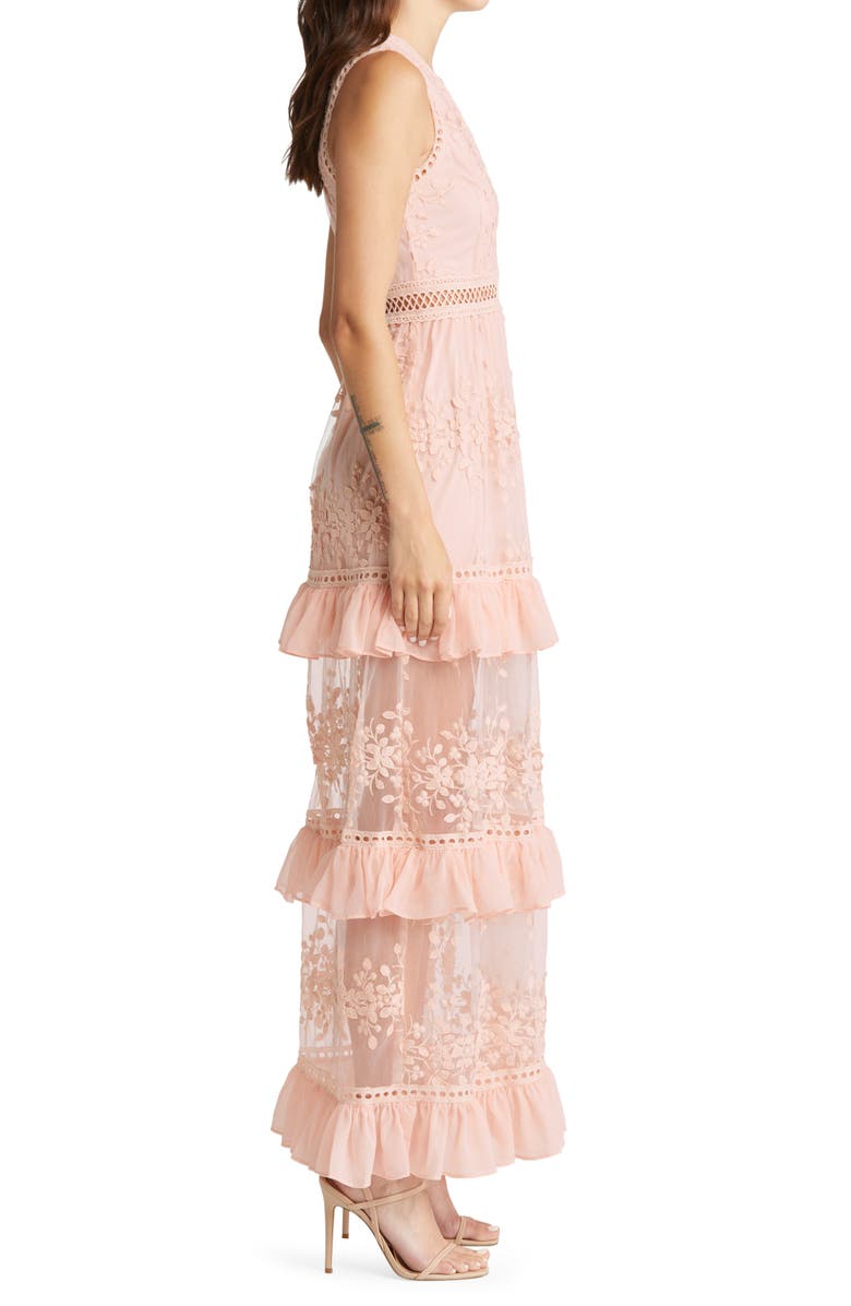 Lulus Garden Dreams Lace Tiered Maxi Dress, Alternate, color, 