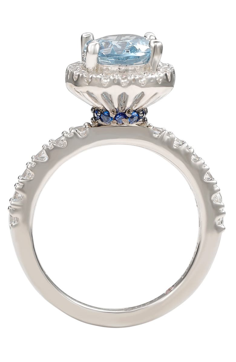 SUZY LEVIAN Sterling Silver Oval Cut Blue CZ Engagement Ring, Alternate, color, Blue