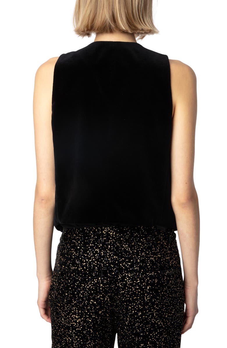 Zadig & Voltaire Emaux Velvet Vest, Alternate, color, Noir