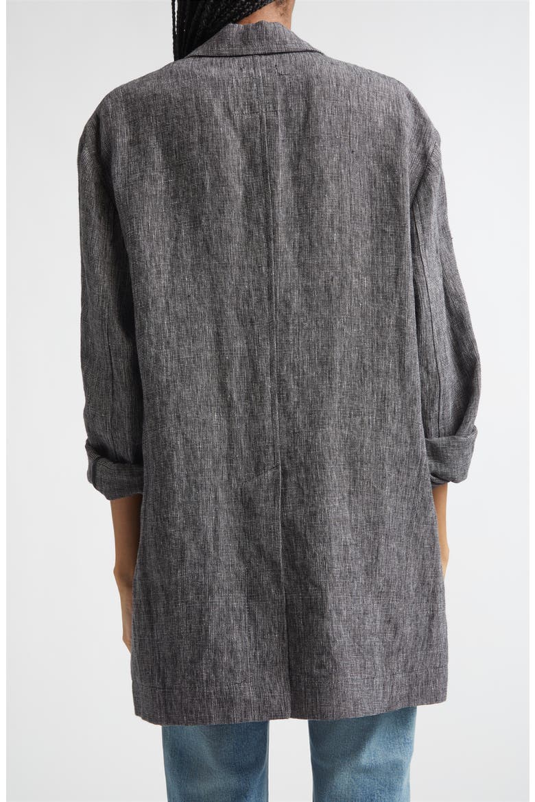 Oversize Ragged Linen Blazer, Alternate, color, DARK GREY WITH MICRO STRIPE