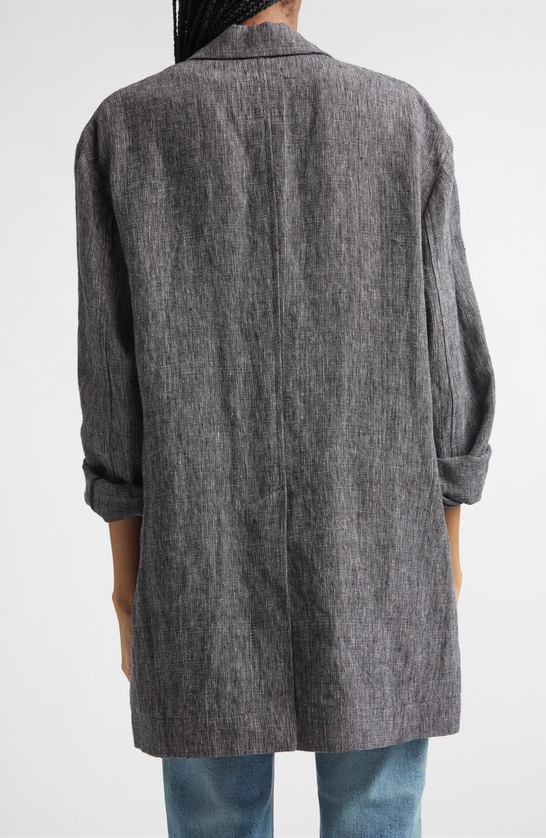 R13 Oversize Ragged Linen Blazer, Alternate, color, Dark Grey With Micro Stripe