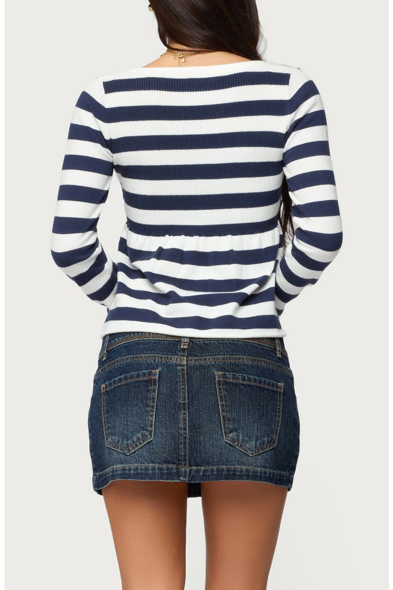 Lockie Stripe Knit Babydoll Top, Alternate, color, NAVY