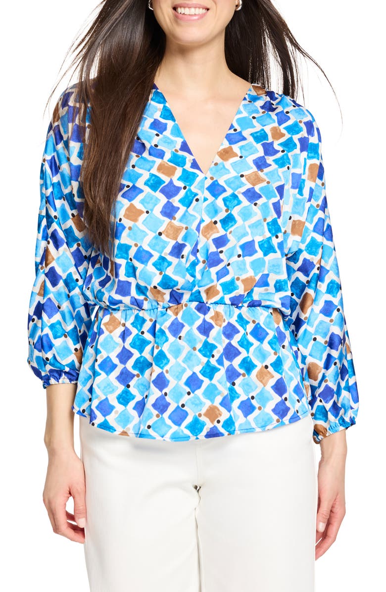 NIC+ZOE Sofia Mosaic Print Peplum Top, Main, color,