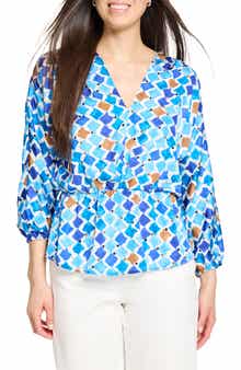 NIC+ZOE Sofia Mosaic Print Peplum Top